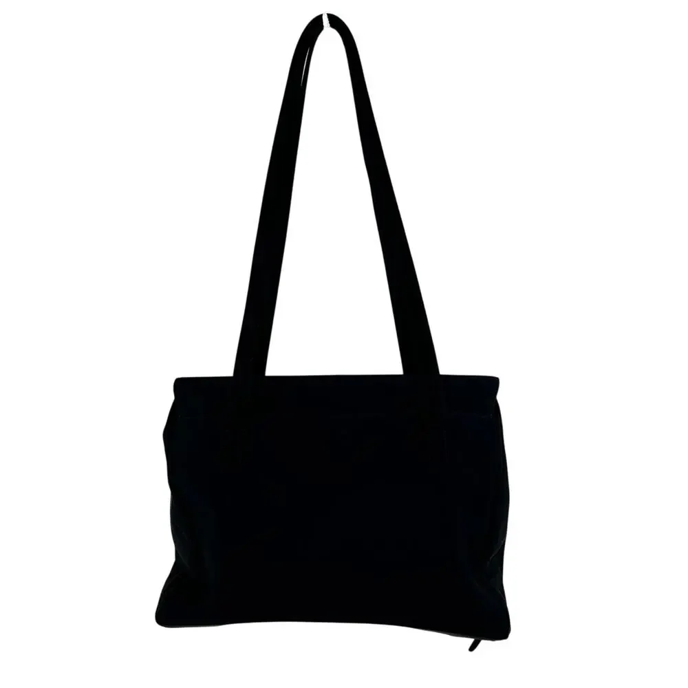 Vintage 90s Enzo Angiolini Black Large Flapover Shoulder Bag Credit Card Storage
